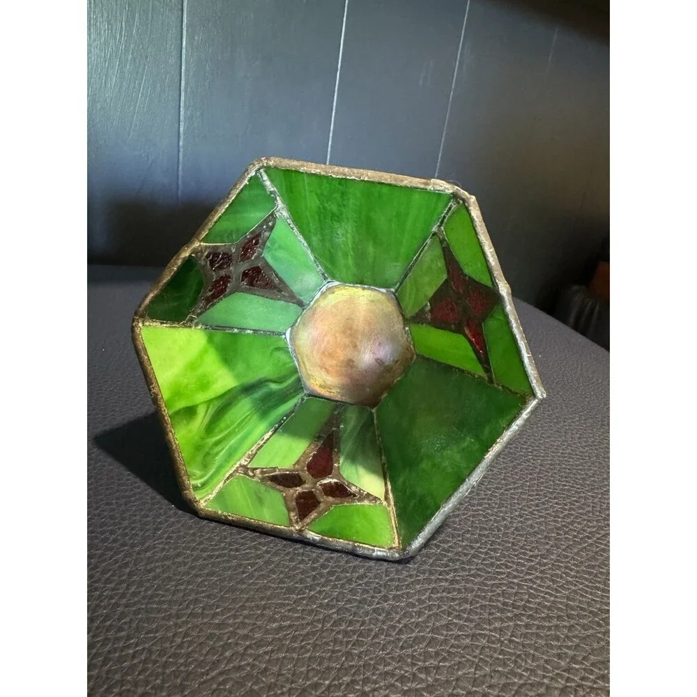Vintage Pier 1 Geometric Stained Glass Votive Holder / Mini Vase
